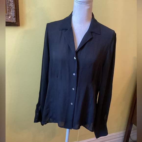 Jones New York Tops - Jones New York Pretty Black Silk Long Sleeve Blouse Size 12